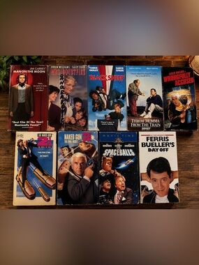 Vintage Comedy VHS Lot of 9 Ferris Bueller Spaceballs Naked Gun Mrs Doubtfire